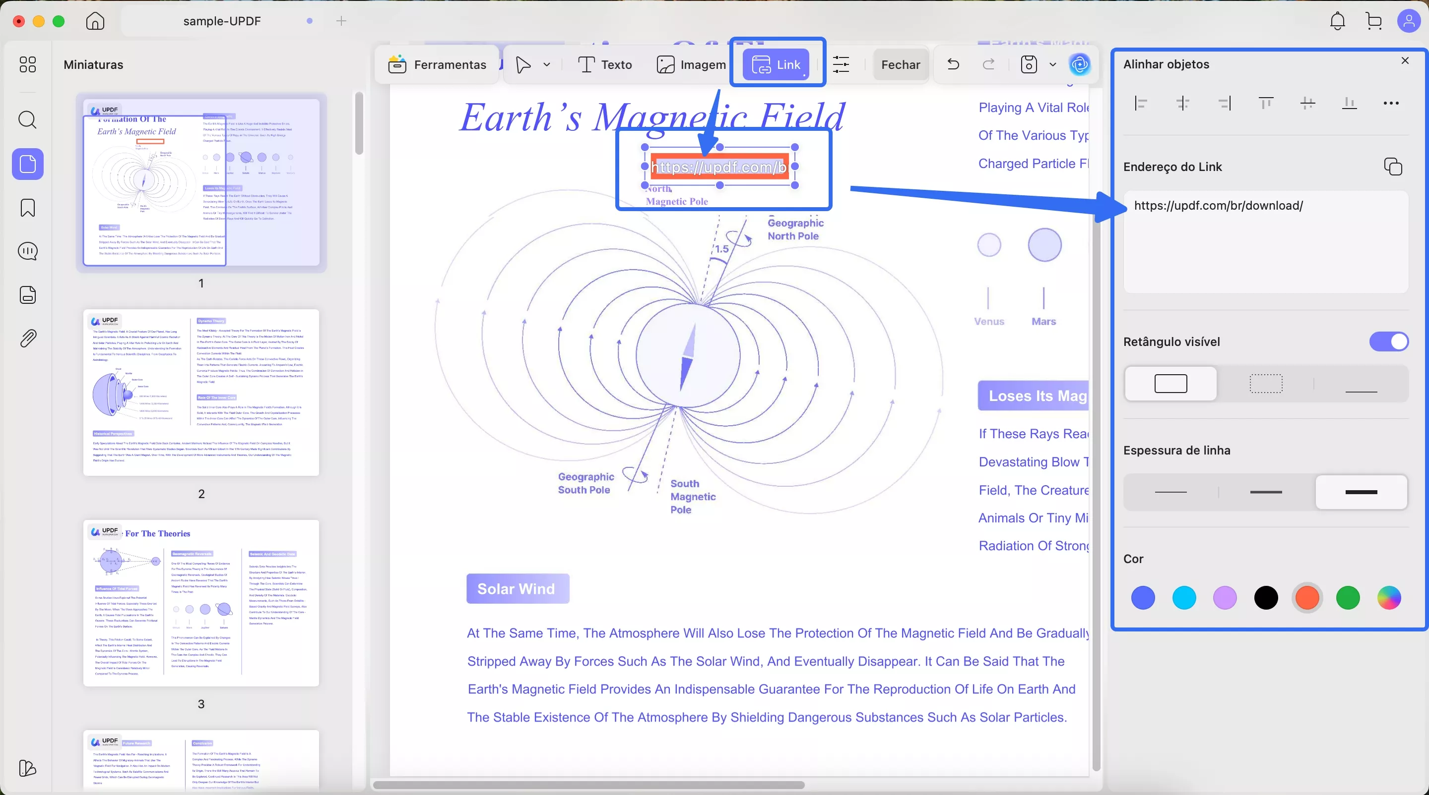 alterar os links presentes no arquivo do documento