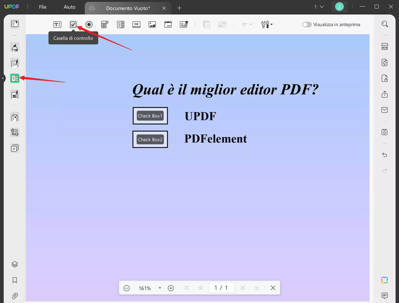 Inserire caselle di spunta nei PDF con UPDF