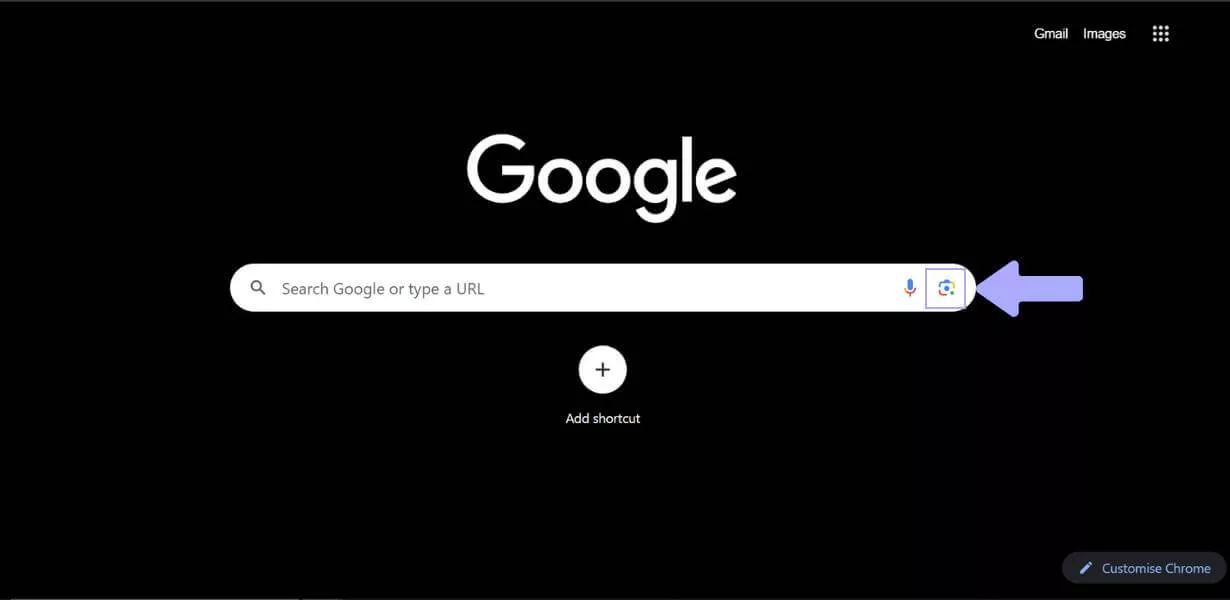 click on the search by image in google chrome