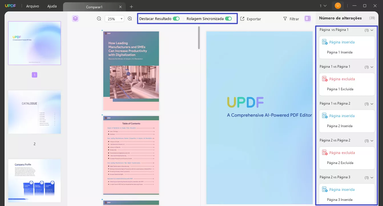 compare os dois documentos com UPDF