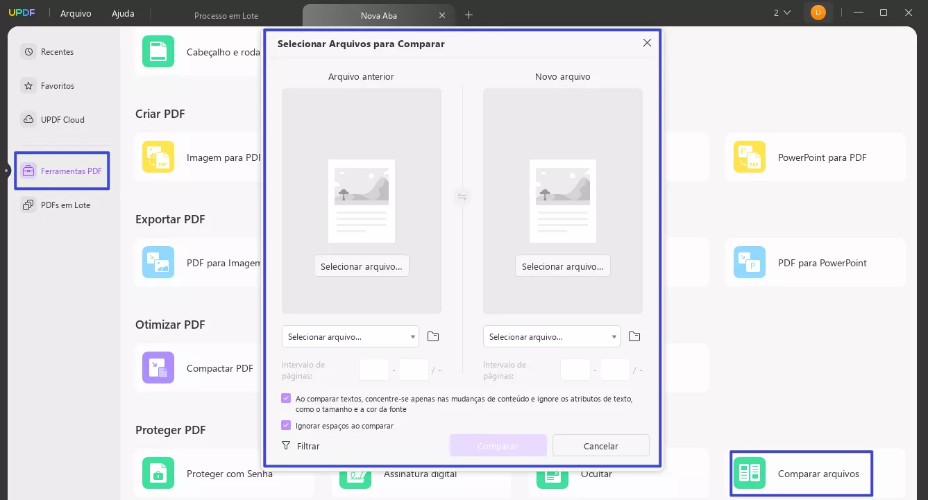 comparar ferramenta PDF em UPDF