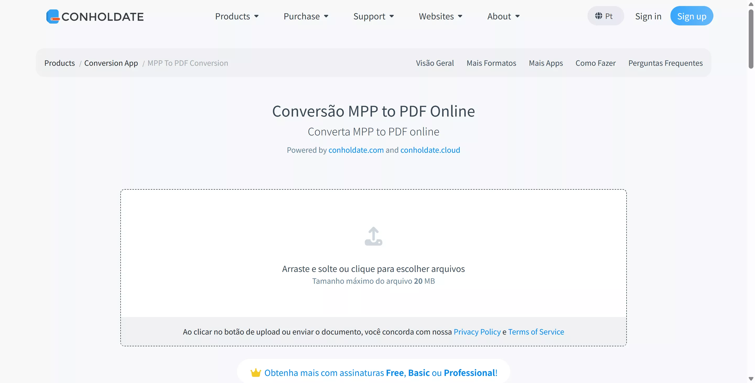 mpp para pdf armazenado