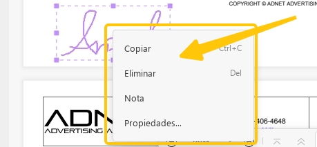 copiar, eliminar, agregar notas y ver propiedades