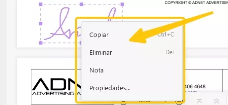 copiar, eliminar, agregar notas y ver propiedades