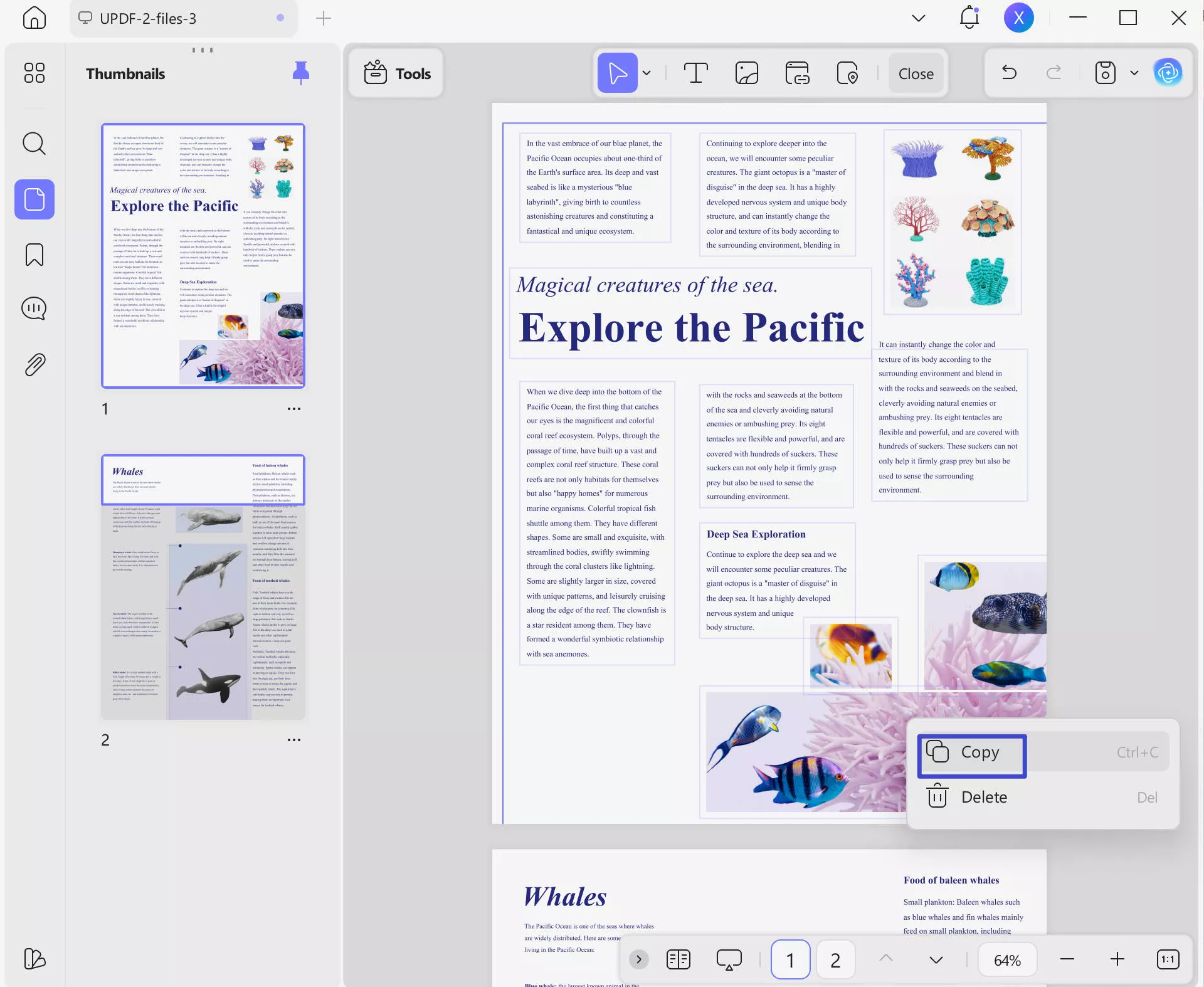 use copy in popup