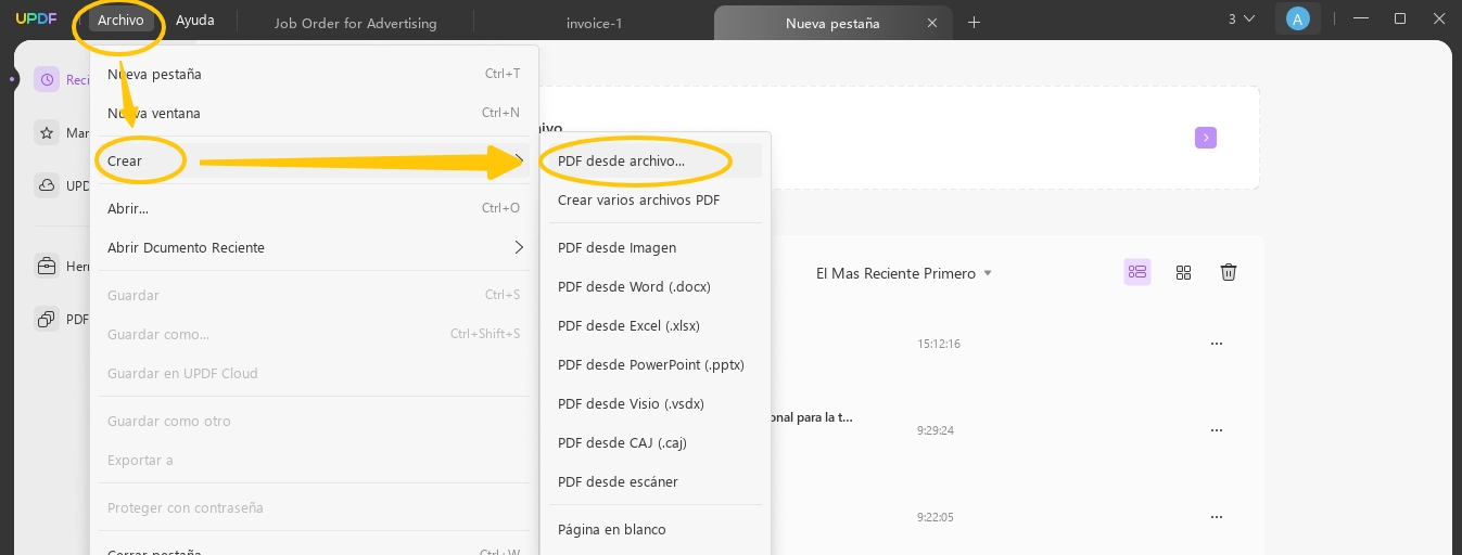 crear pdf desde archivo