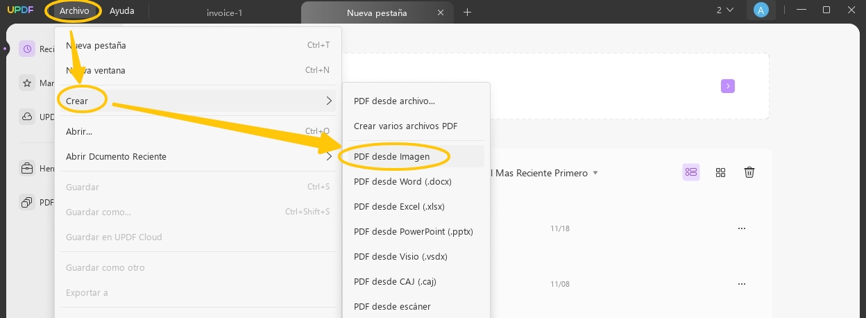crear pdf desde imagen