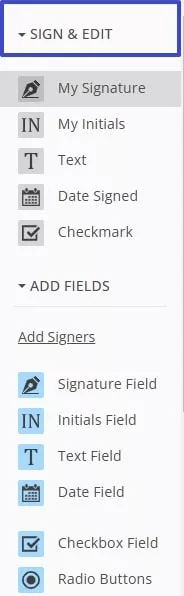 proceed to sign and edit section