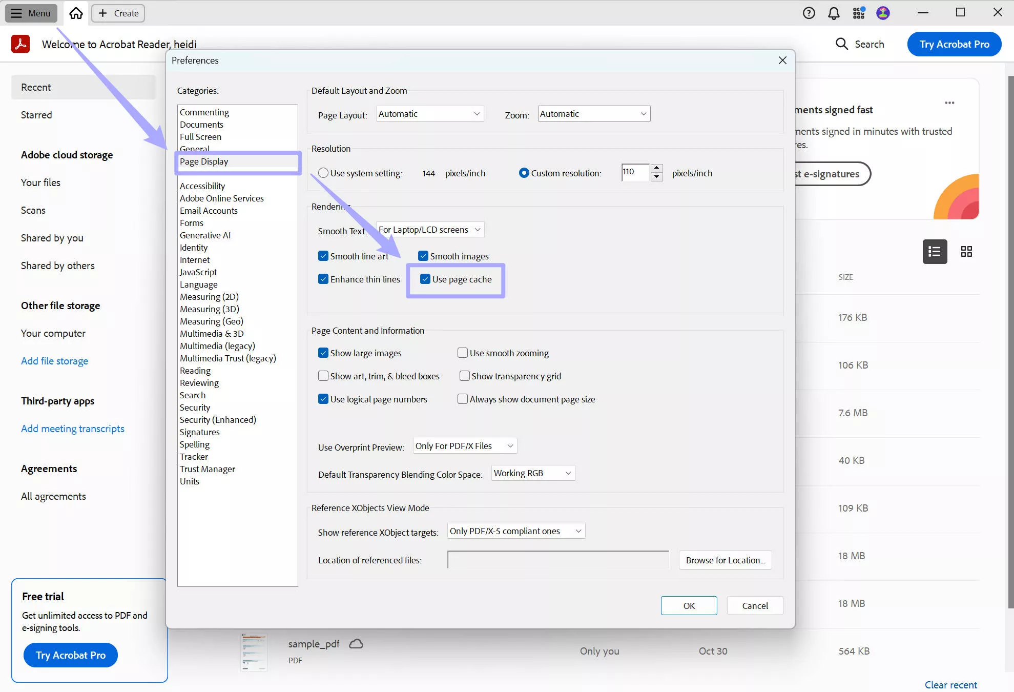 discable use page cache