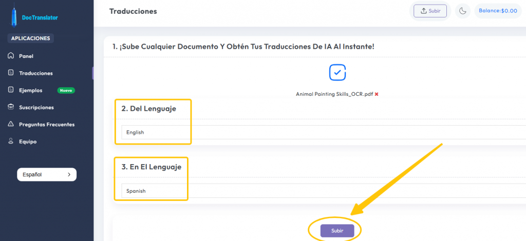 doctranslator traducir PDF online