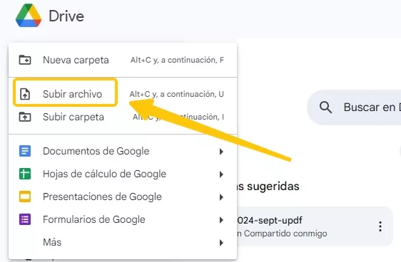 drive subir archivo contar palabras en pdf