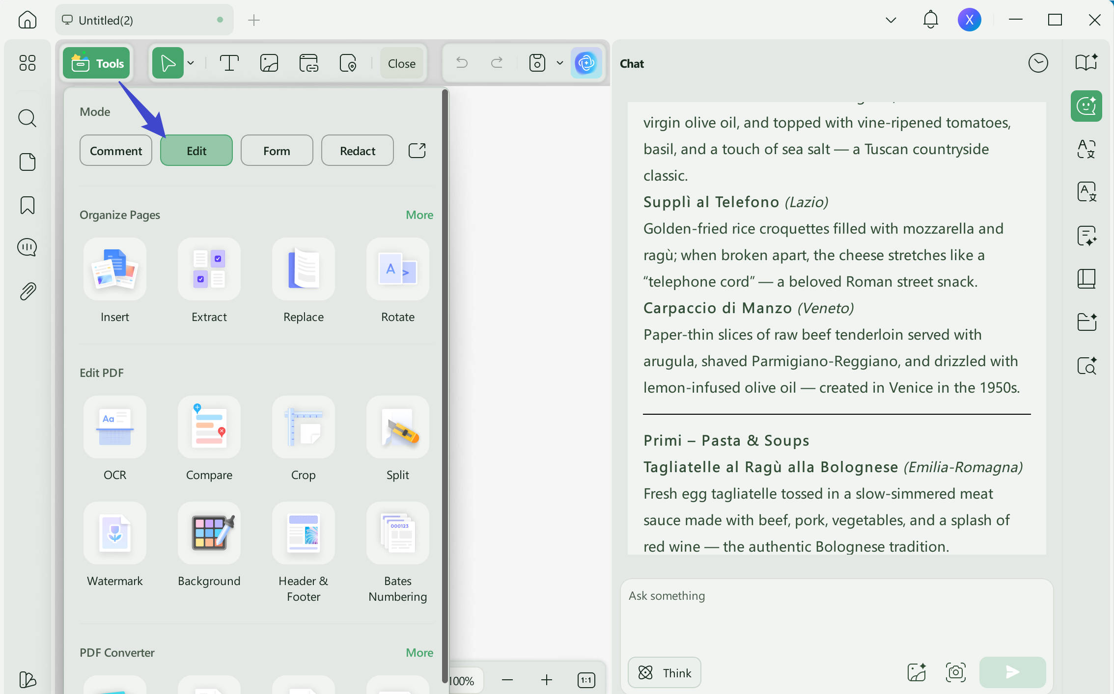 edit the generated menu