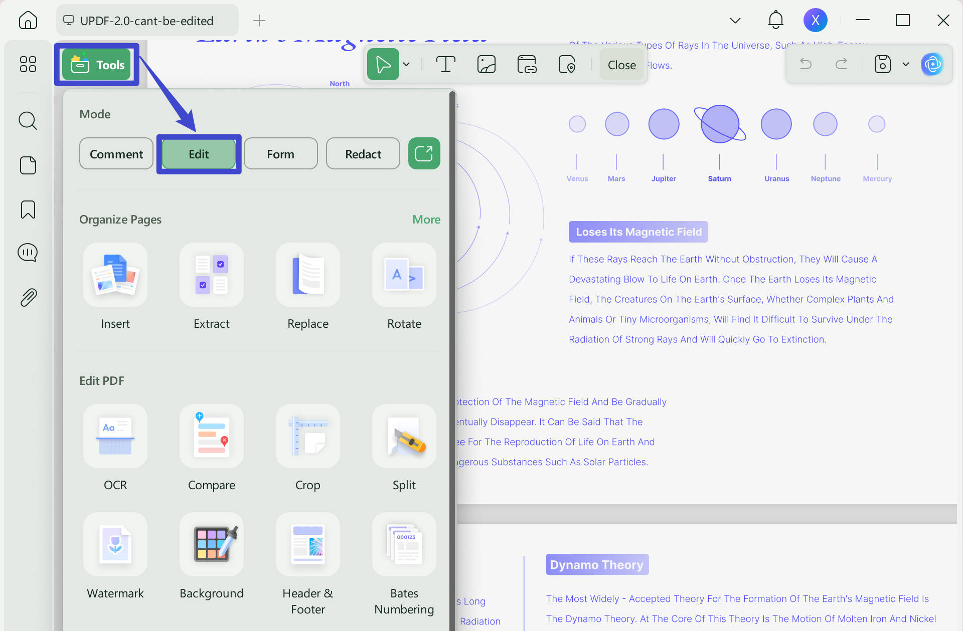 use edit pdf feature
