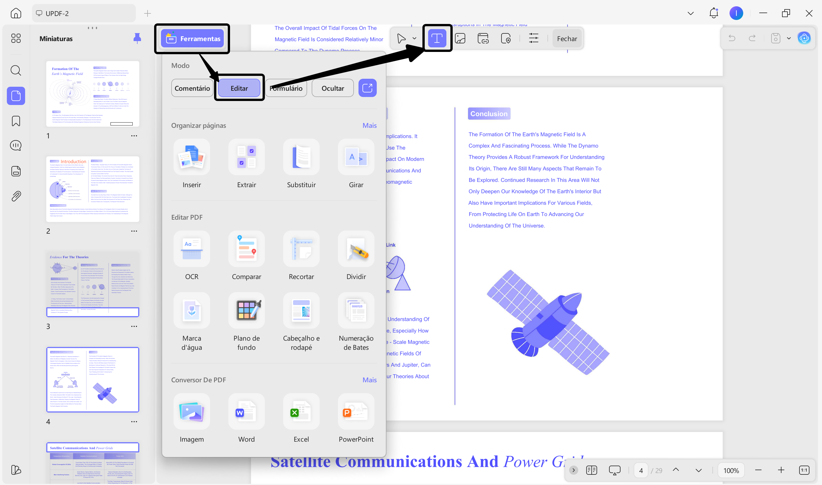 editar textos do pdf com updf