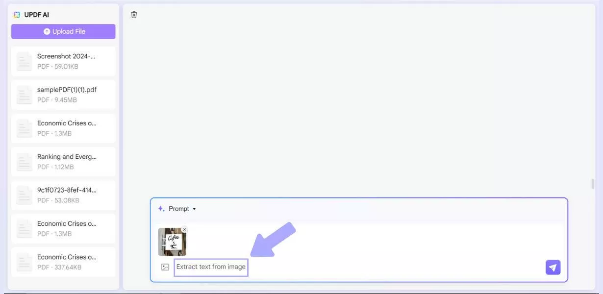 enter the prompt to extract text from image updf ai online