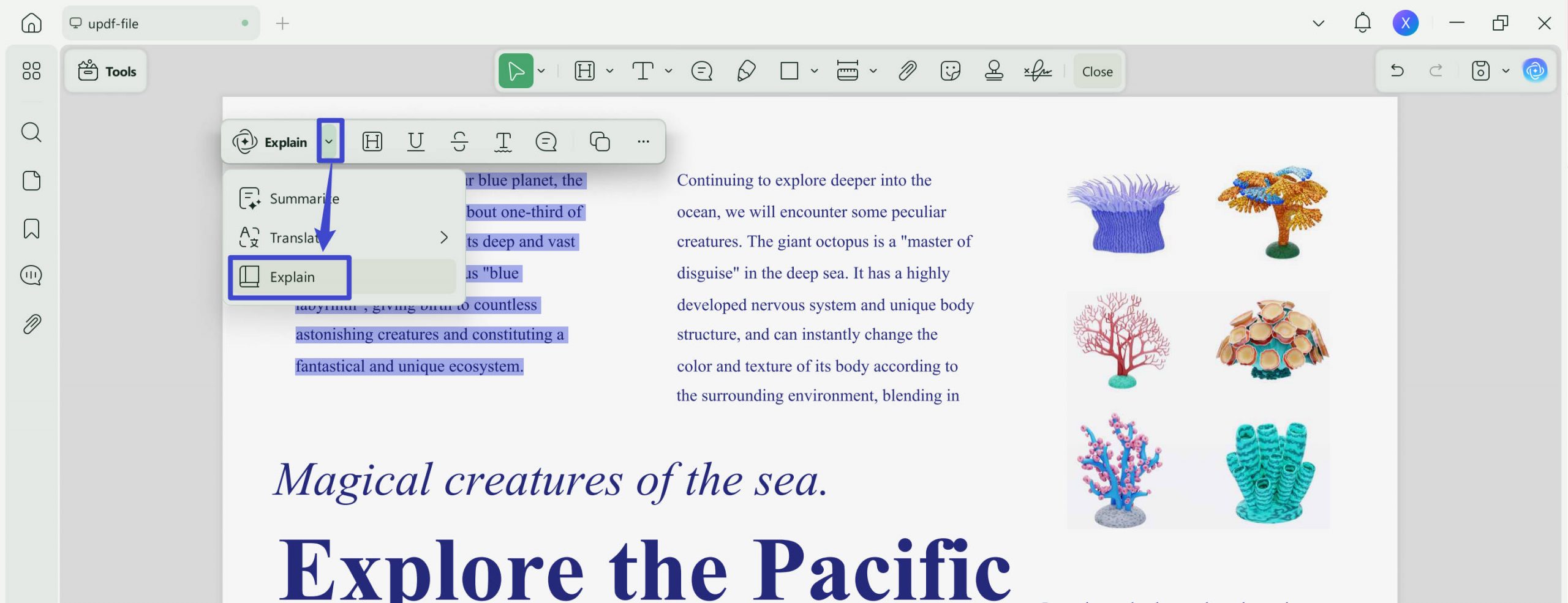 generate explanation of text with ai