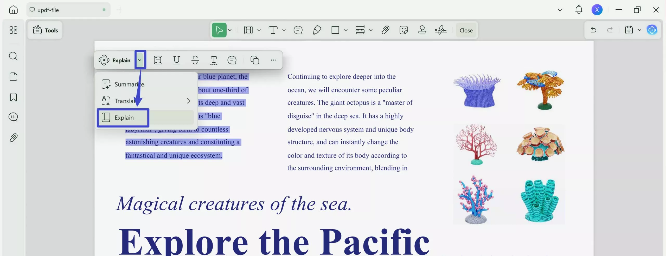 generate explanation of text with ai
