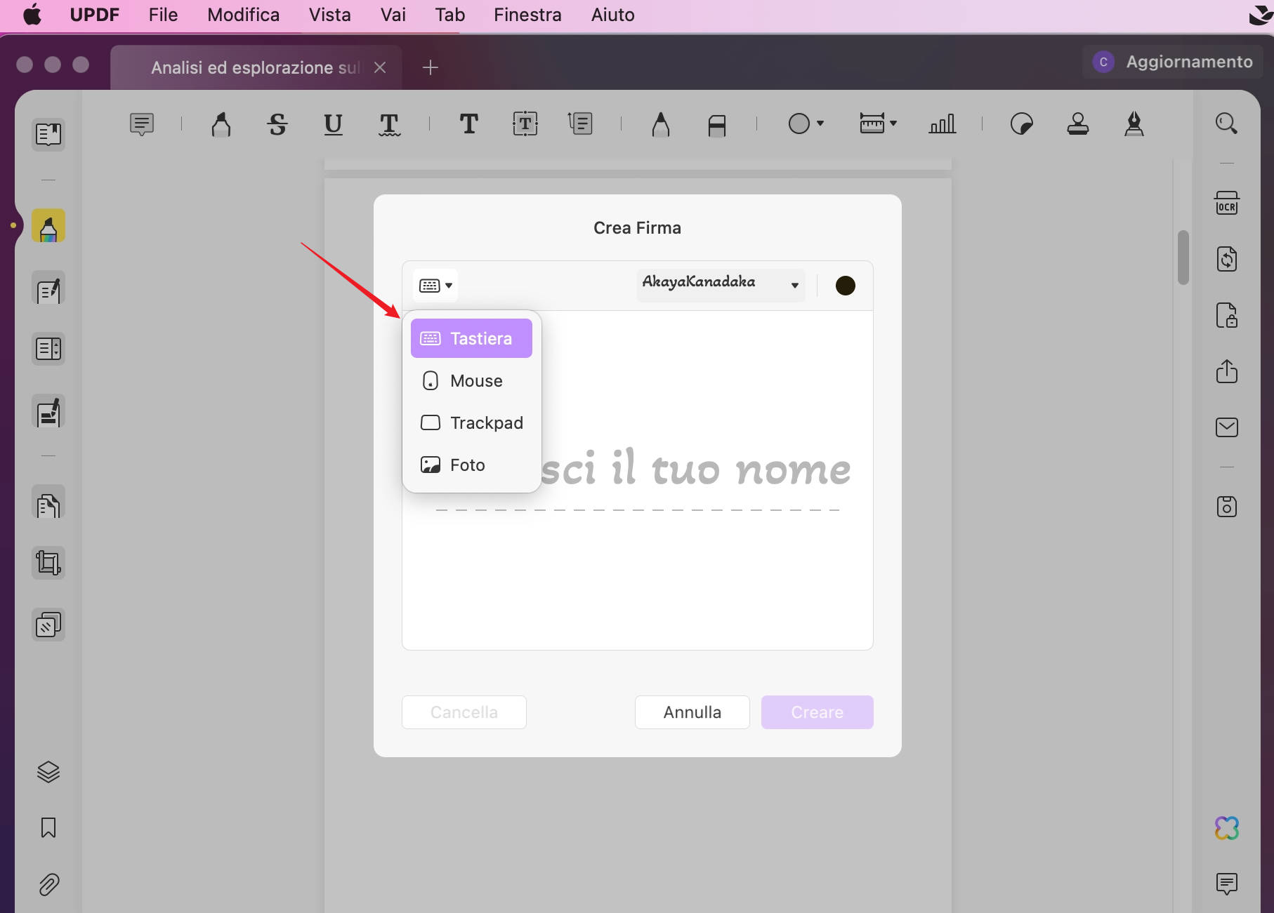 aggiunge una firma elettronica in PDF