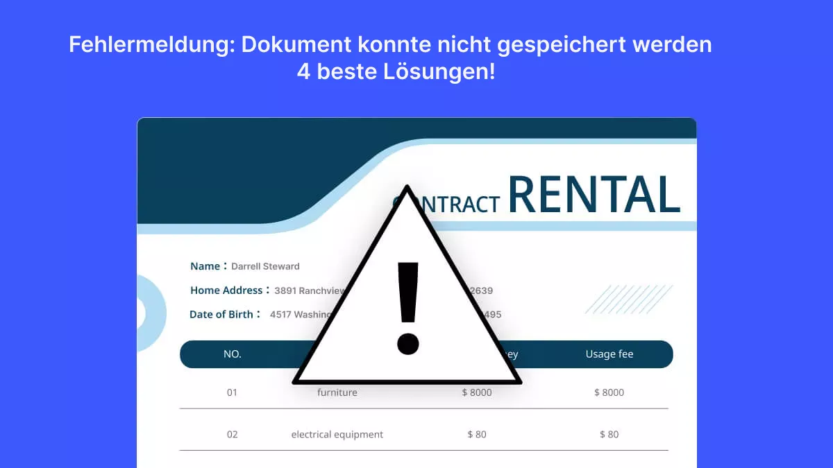 Fehlermeldung: Dokument konnte nicht gespeichert werden