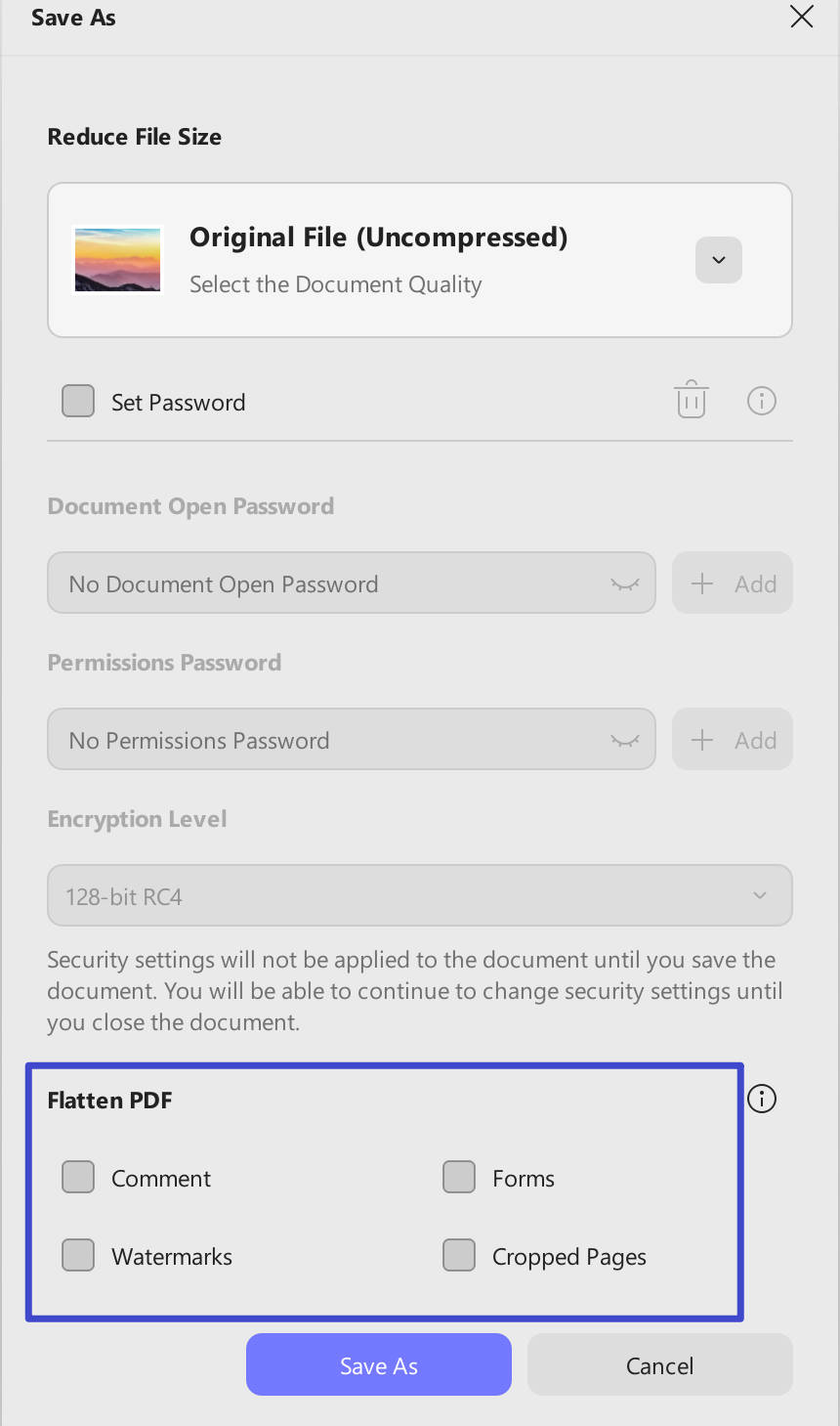 flatten pdf updf windows
