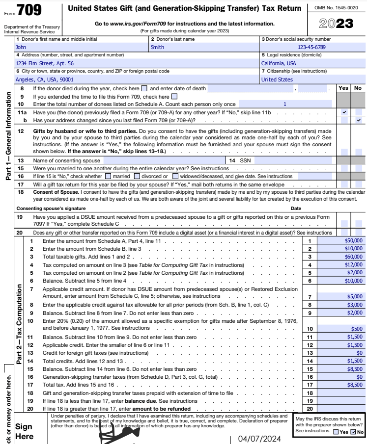 exemplo de preenchimento do irs form 709