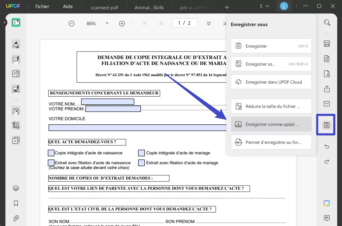 supprimer formulaire remplissable pdf