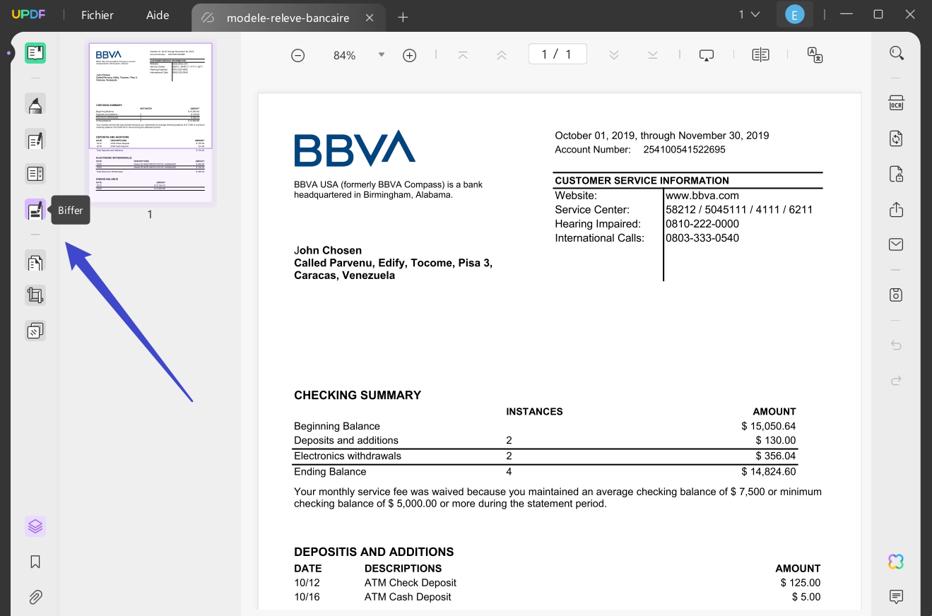 caviarder relevé bancaire