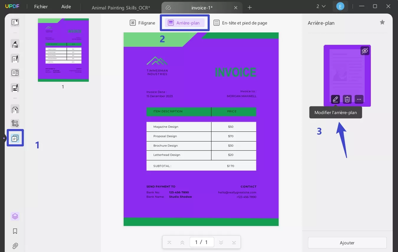 modifier arrière-plan pdf