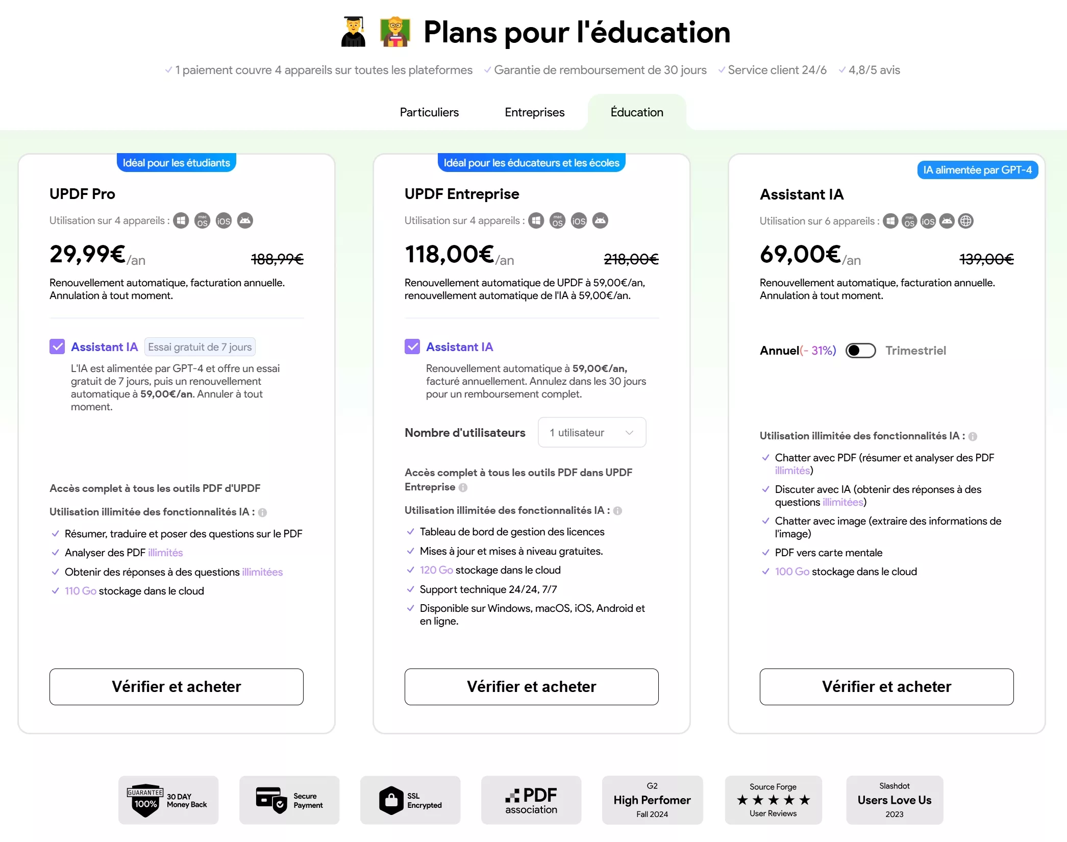 réduction pour les étudiants updf