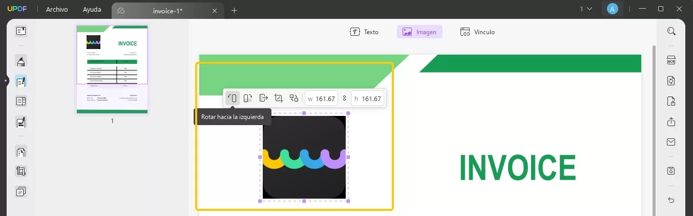 herramientas para editar la imagen