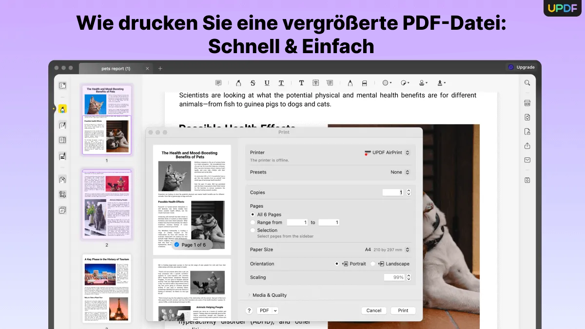 Wie drucke ich eine vergrößerte PDF-Datei? - Die Anleitung | UPDF