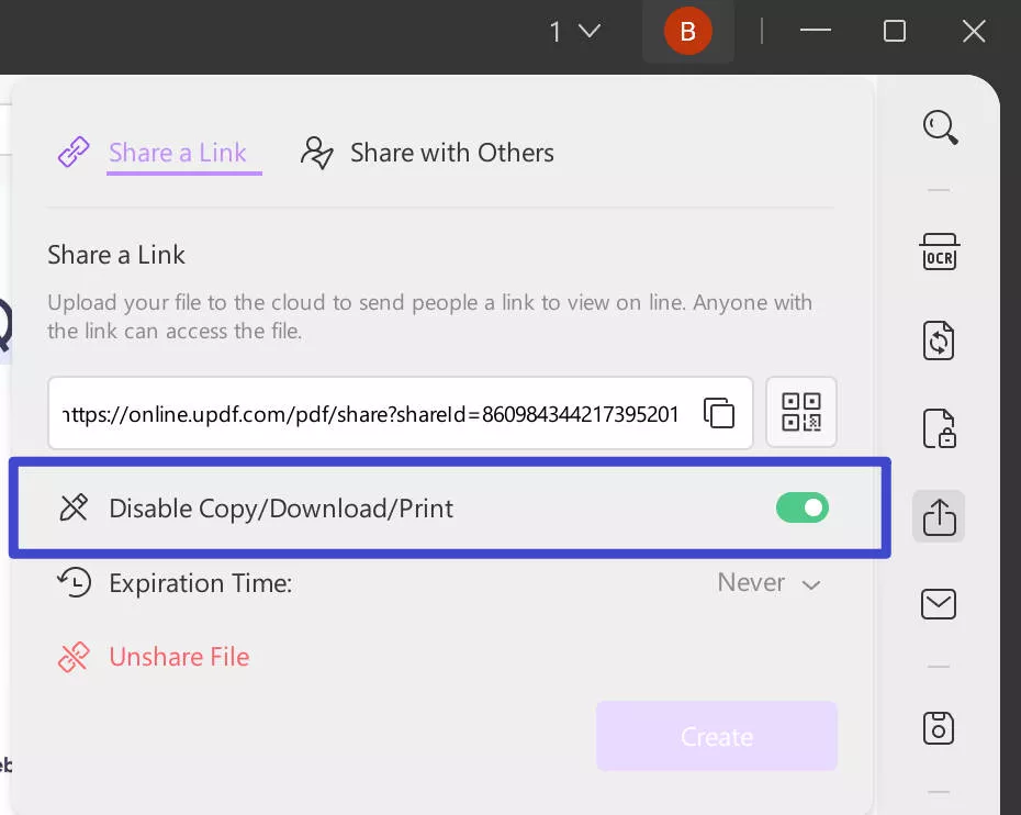 make PDF read-only via sharing