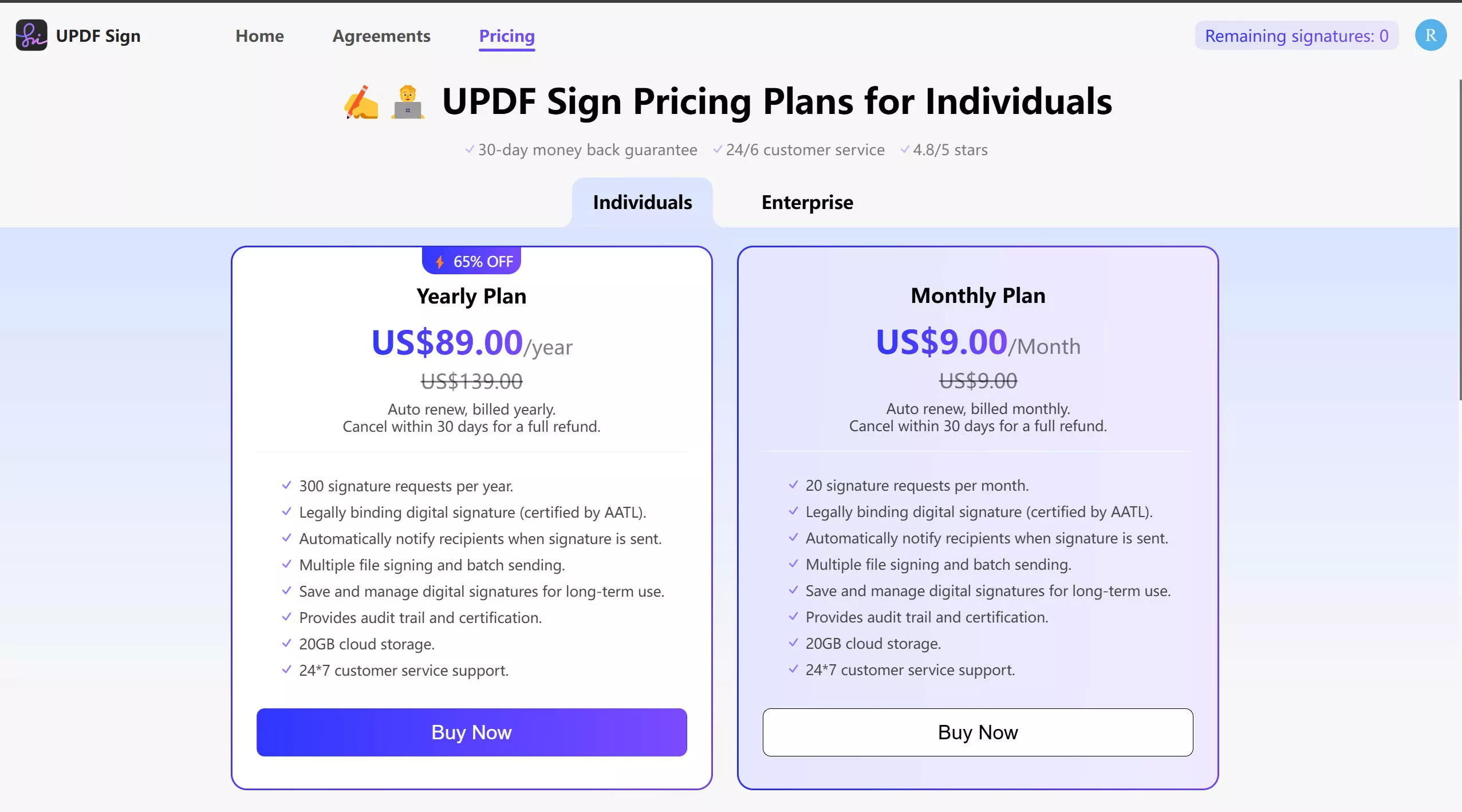 precio updf sign