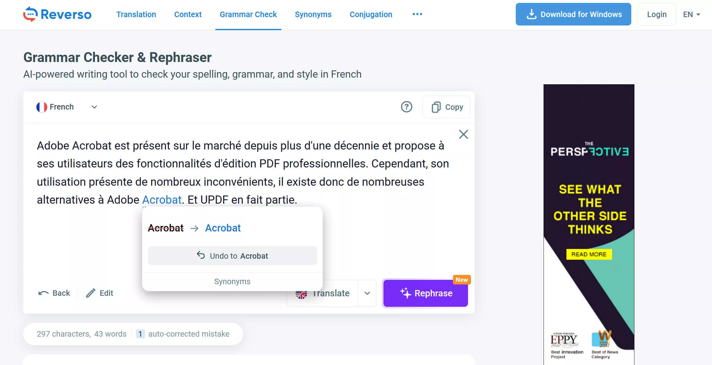 reverso french grammar checker