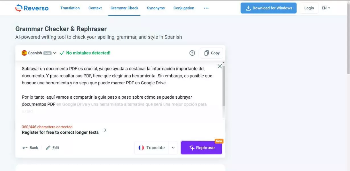 reverso spanish grammar checker