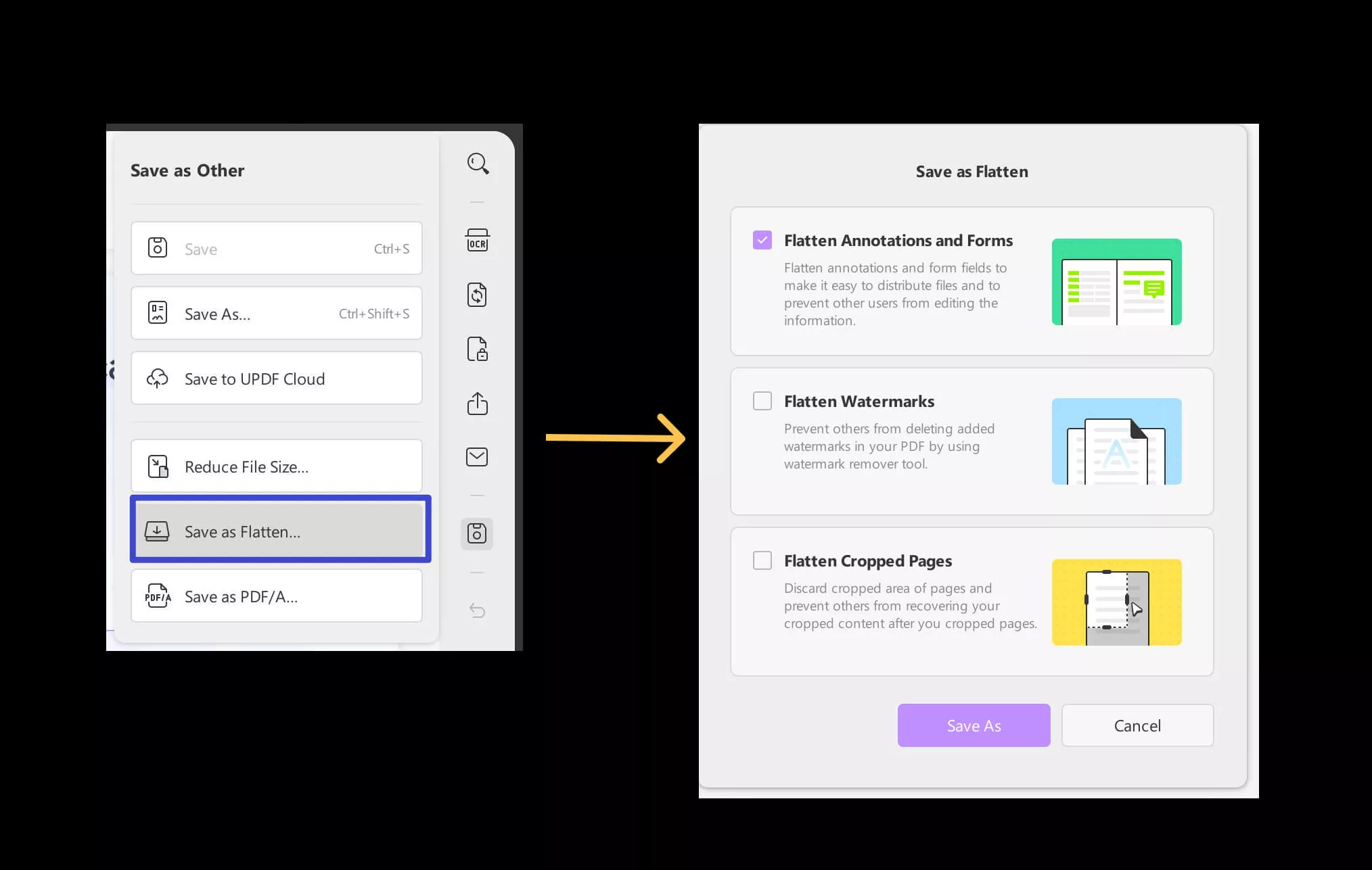 options for flattening PDF