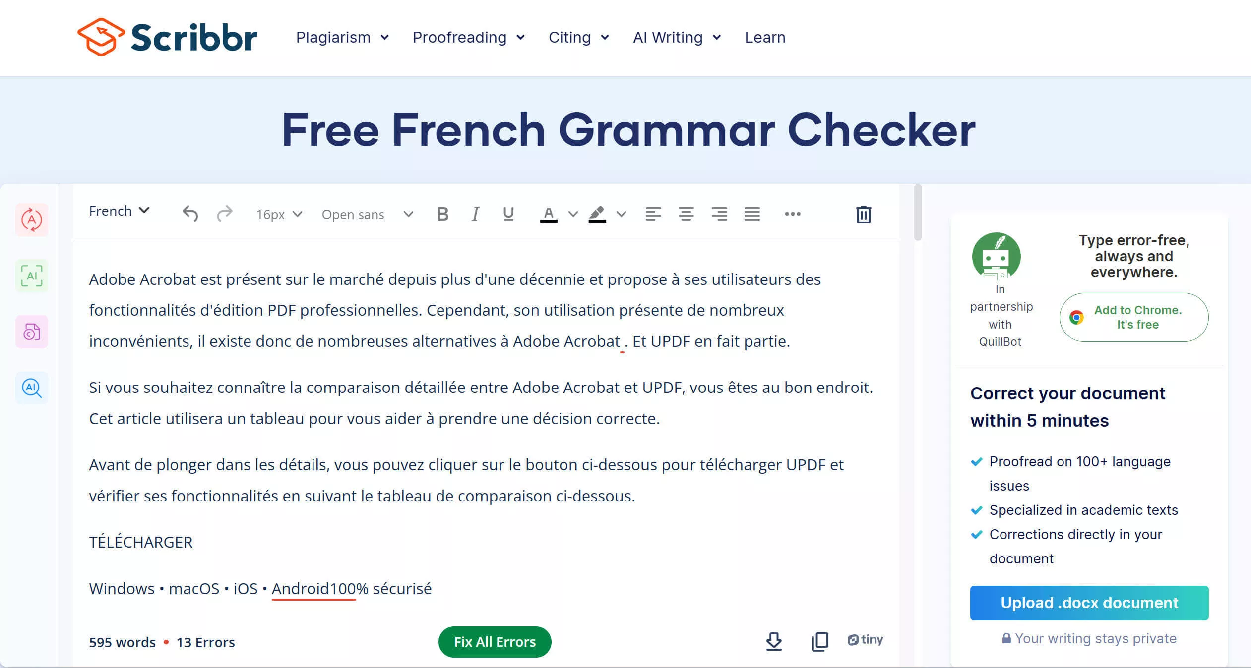 scribbr french grammar checker