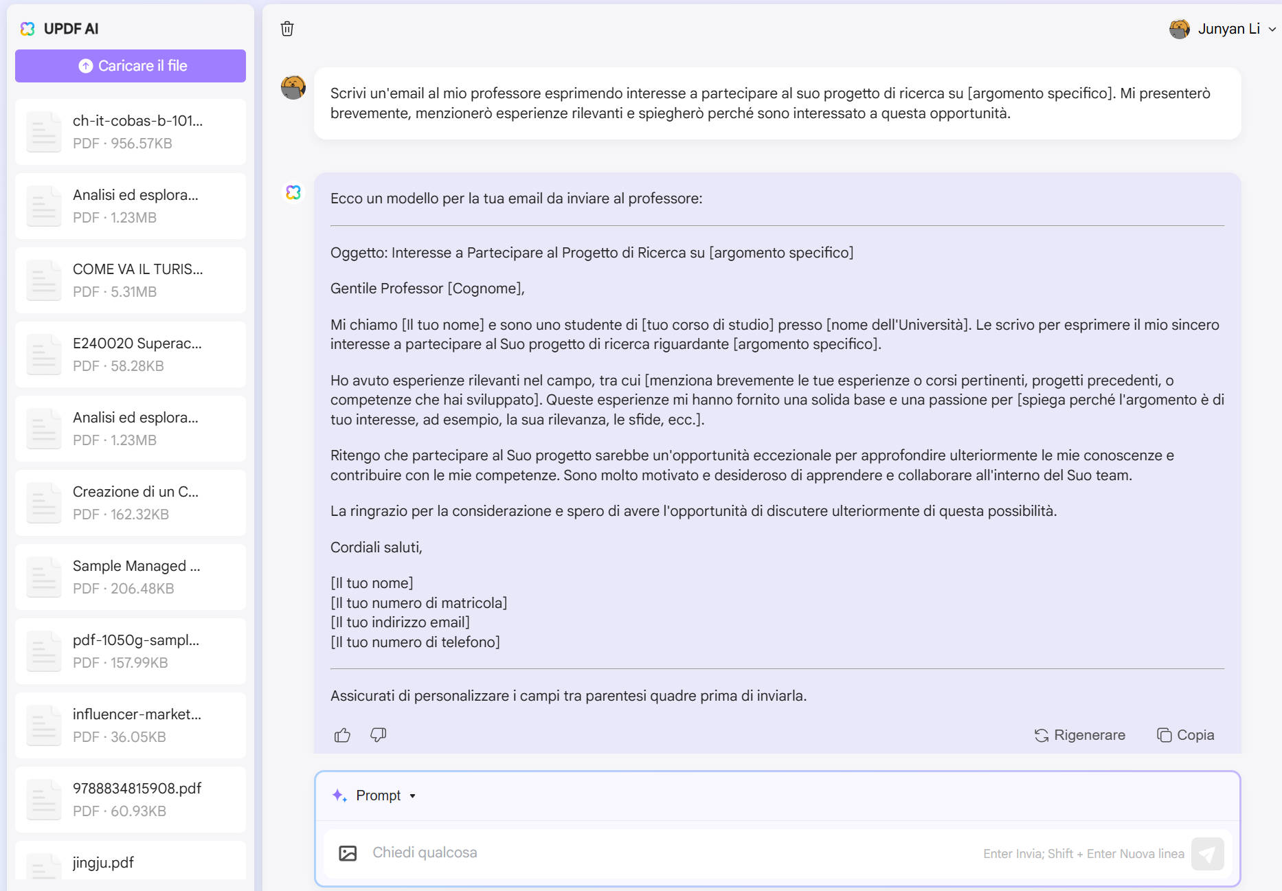 Esempi di email a un professore