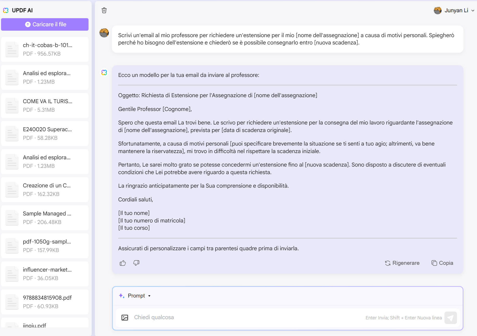 Esempi di email a un professore