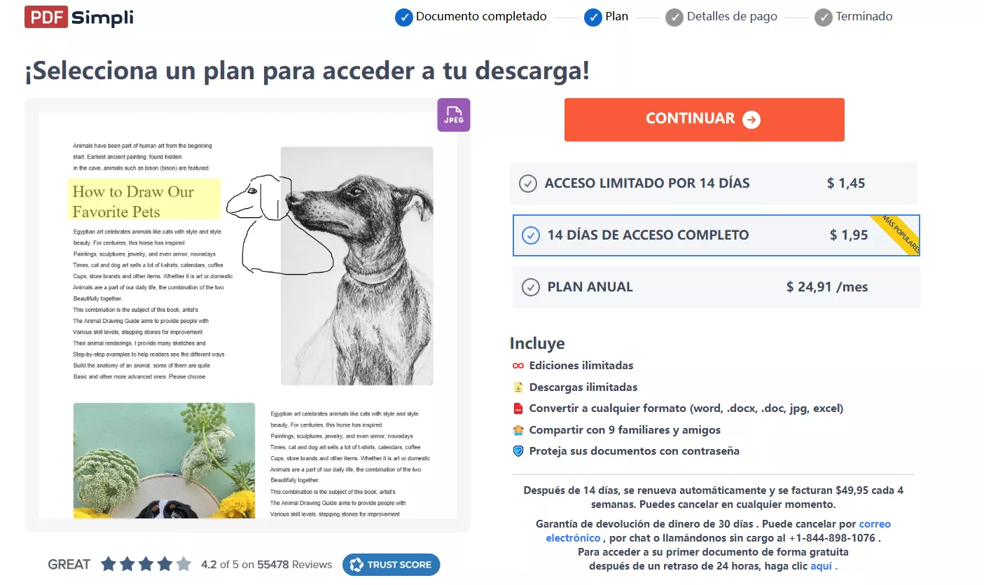 selecciona un plan para descargar