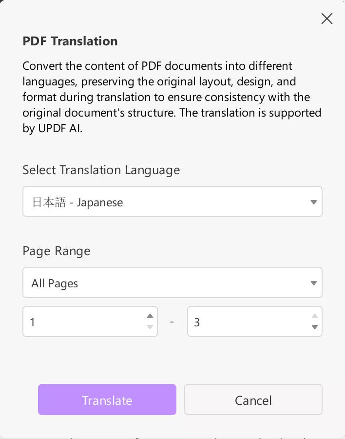 select language and pages