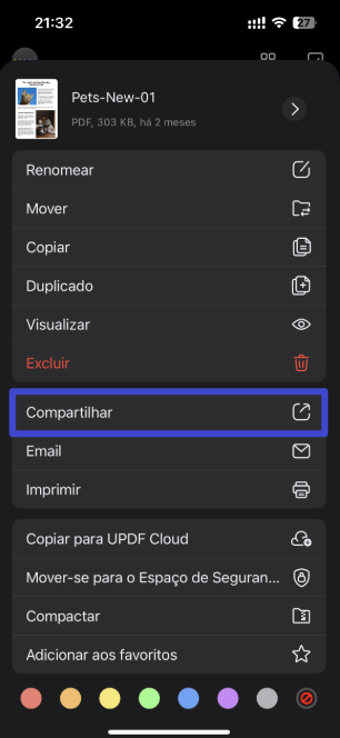 partilhar ficheiros iphone