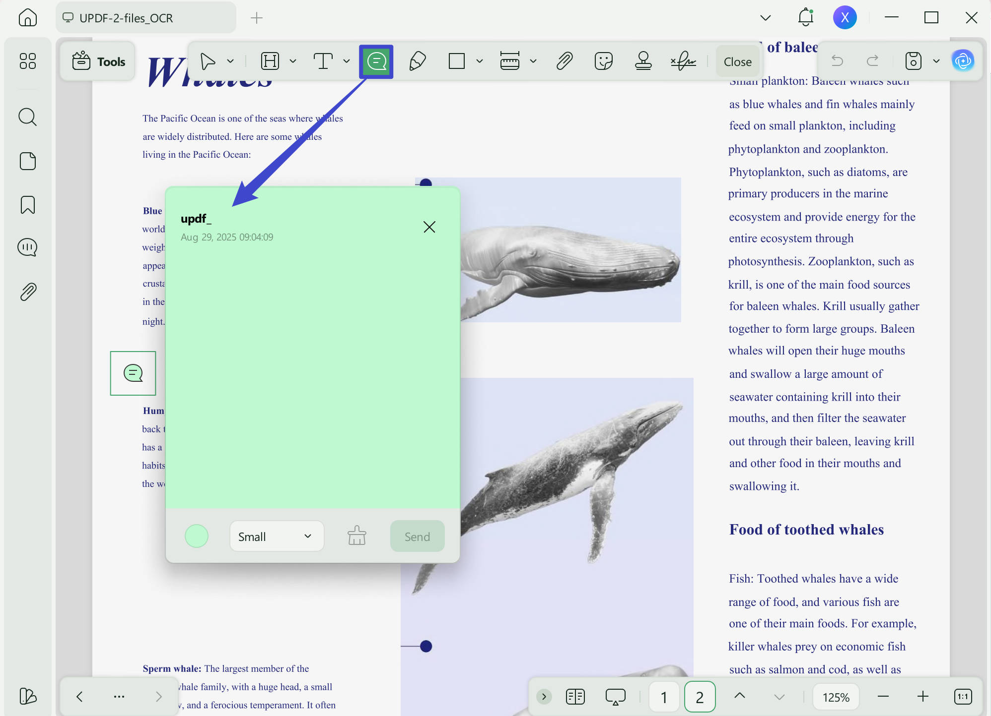 enter notes in box v