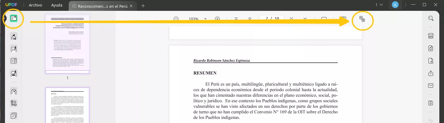 traducir pdf en UPDF
