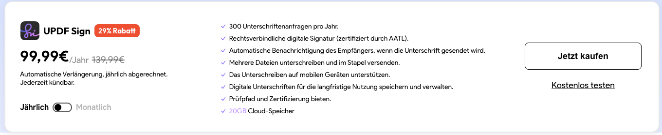 Kontrollkästchen in pdf einfügenKlick auf Preisseite updf-Zeichen