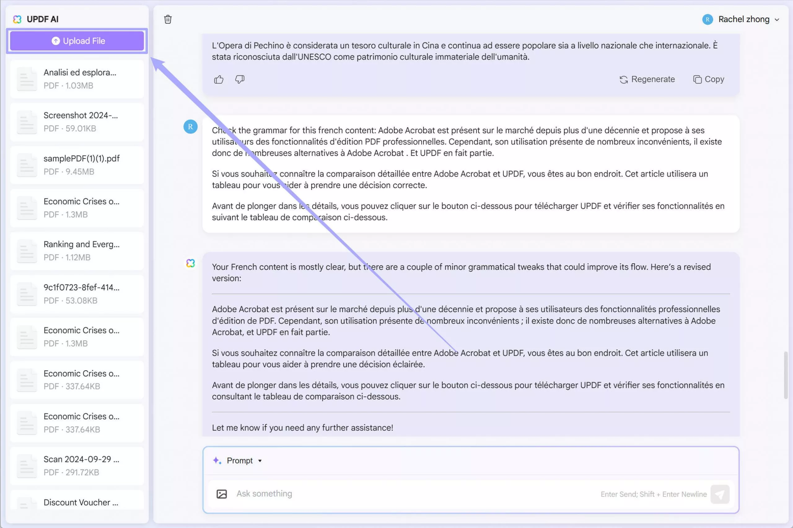 upload file to UPDF AI Online