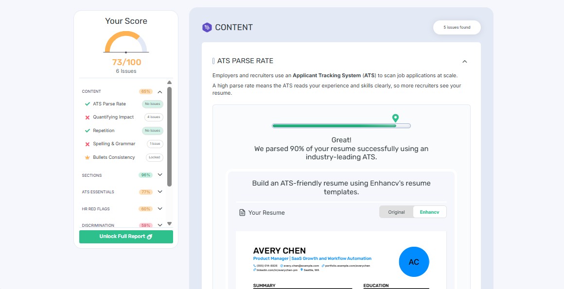 enhancv resume checker