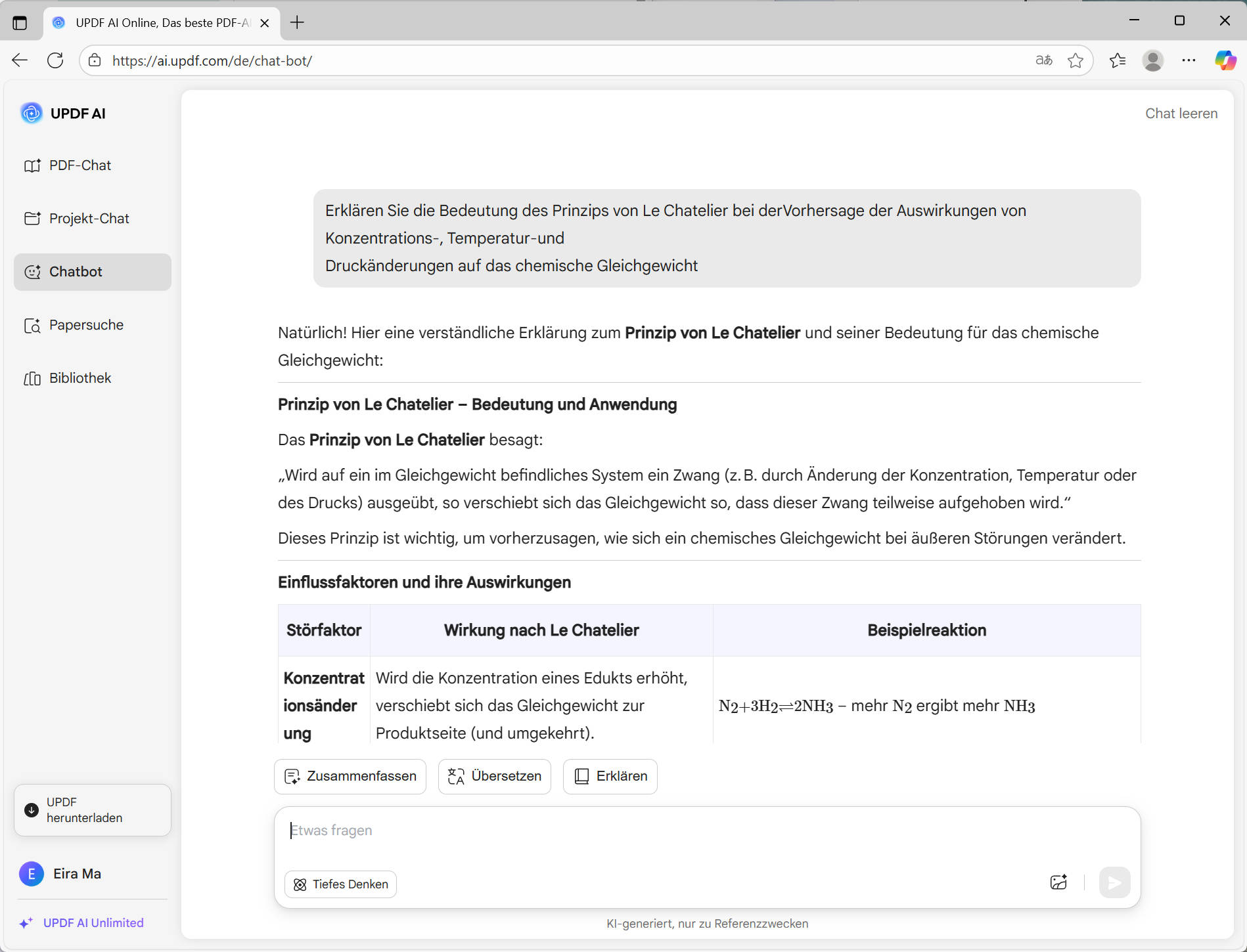 Beispiel für die Antwort von ai