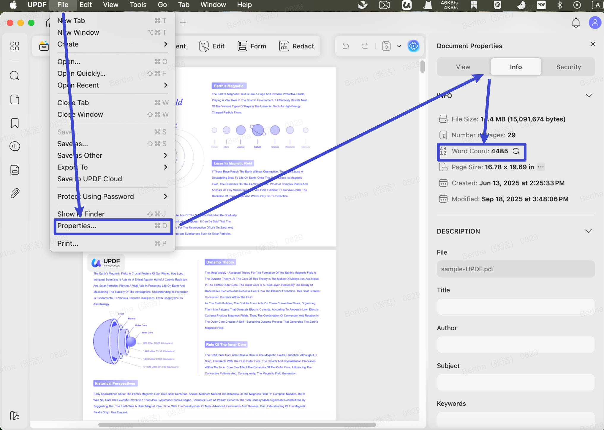 count words in a PDF using UPDF for Mac