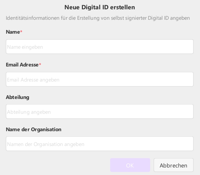 Geben Sie die Angaben zum Unterzeichner ein